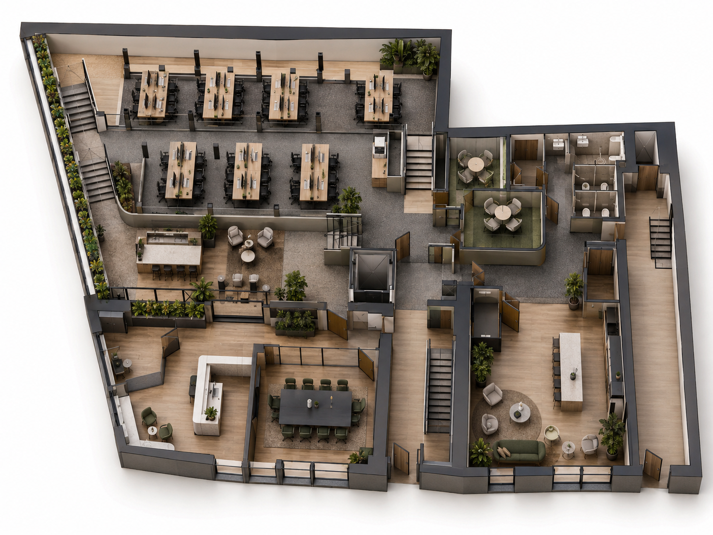 Three-dimensional cutaway view of the Ground Level at Aston House