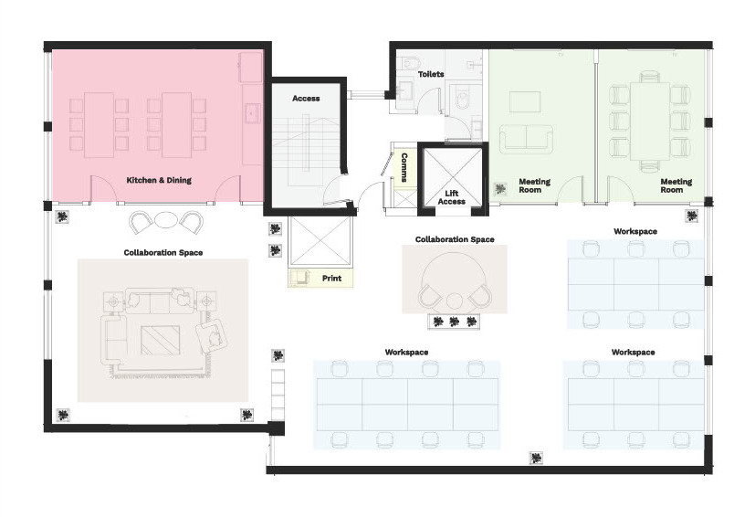 Level Three floorplan at D2HQ
