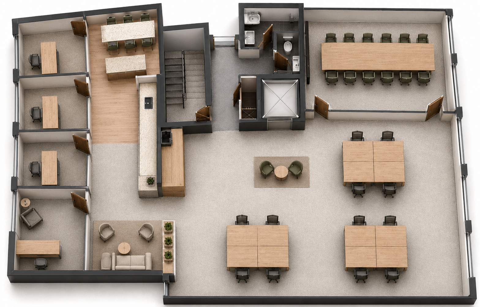 Indicative three-dimensional cutaway view of the D2HQ Penthouse Level