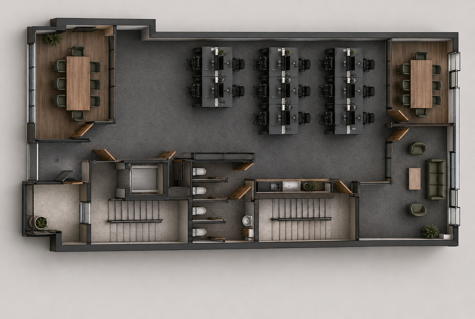Indicative three-dimensional cutaway view of Level Three at 16 SJRQ